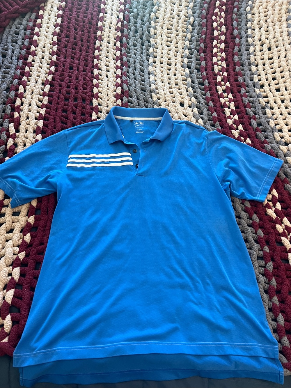 Adidas Blue Men's Polo Shirt with Chest Stripe Detail